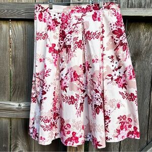 Alex Marie Pink Floral A-Line Skirt Size 12 Cotton Blend Sateen